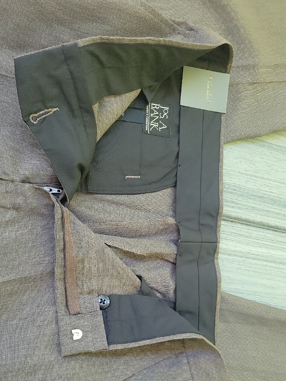 NWT Jos. A. Bank Men's Dress Pants - Brown Taupe Exterior with Black Waistband